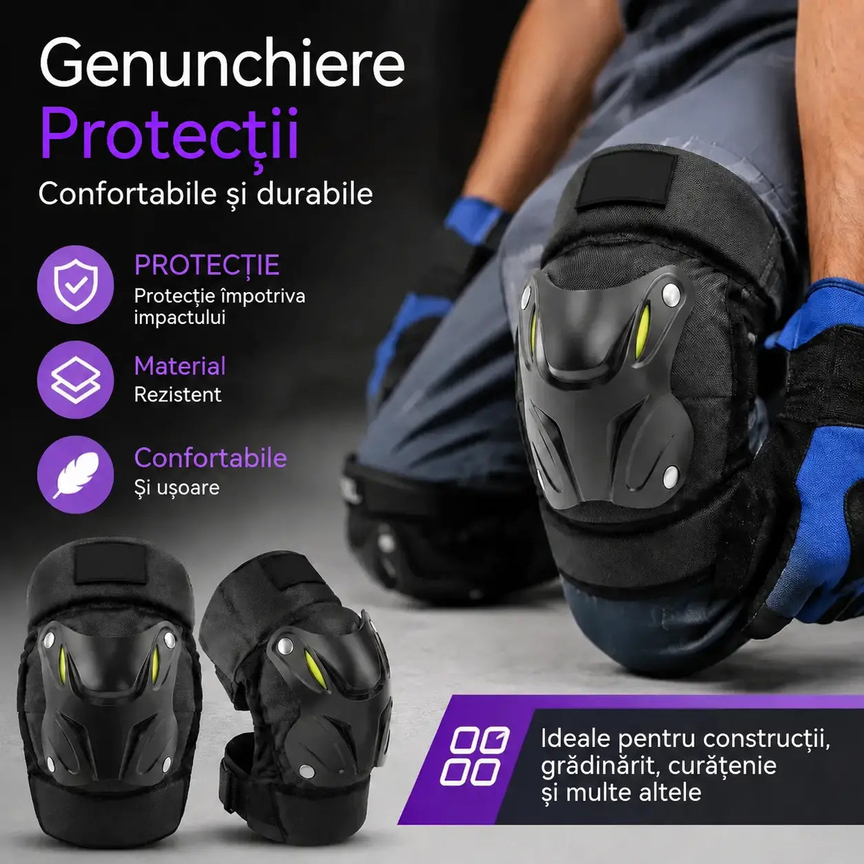 🛡️ Reducere de 50% pentru o perioadă limitată! ✨ Genunchiere pentru toate anotimpurile: carcasă rigidă, reglabile și flexibile 🏍️