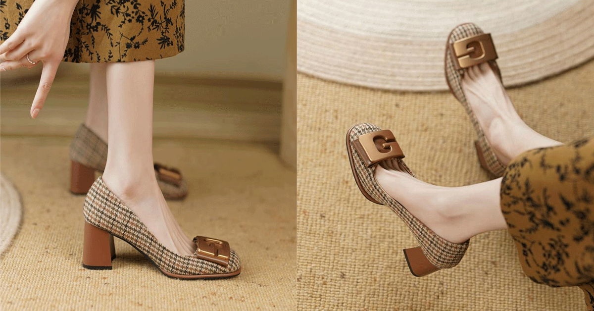 【34-41】👠👩 2024, retro high-end fashion tocuri înalte, la modă și versatil