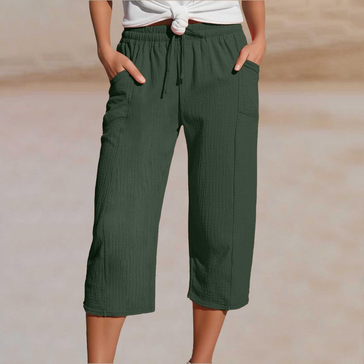 🌸 50% reducere 🔥 Pantaloni scurți uni din bumbac și in pentru femei (40-100 kg)