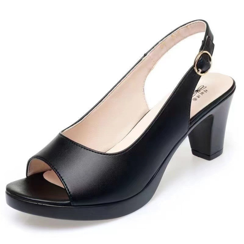 💞【Ofertă limitată de vară】Sandale cu toc înalt, casual și elegante, cu vârf decupat