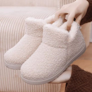 💟【35-41】Încălțăminte călduroasă, cu talpă plată, pentru vreme rece, prevăzută cu blană, lână și un material asemănător catifelei