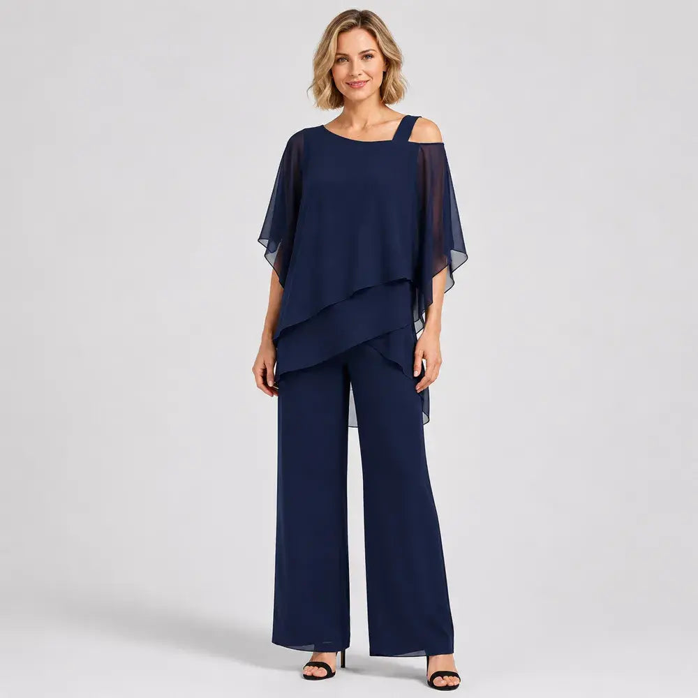 ⏳【Bluză + pantaloni】⏰【50–120 KG】👚👖 Set de damă din două piese: material prietenos cu pielea, croială cu umeri căzuți ✅