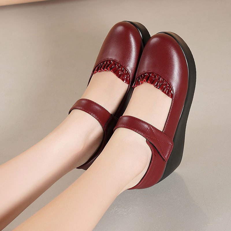 š„ćOfertÄ nouÄćš„ćmÄrimi 35-40ćPantofi noi pentru femei din piele naturalÄ, cu talpÄ groasÄ, cu Ć®nchidere Velcro Či vĆ¢rf rotund