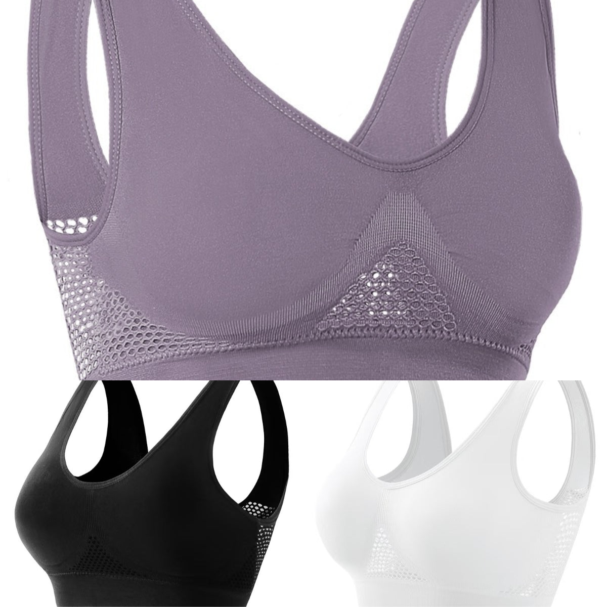 😍🎁【Pachet de 3 bucăți】✨ Sutien fără cusături pentru mărimi mari ❤️ Respirabil și răcoros 【40–120KG】🌬️💃