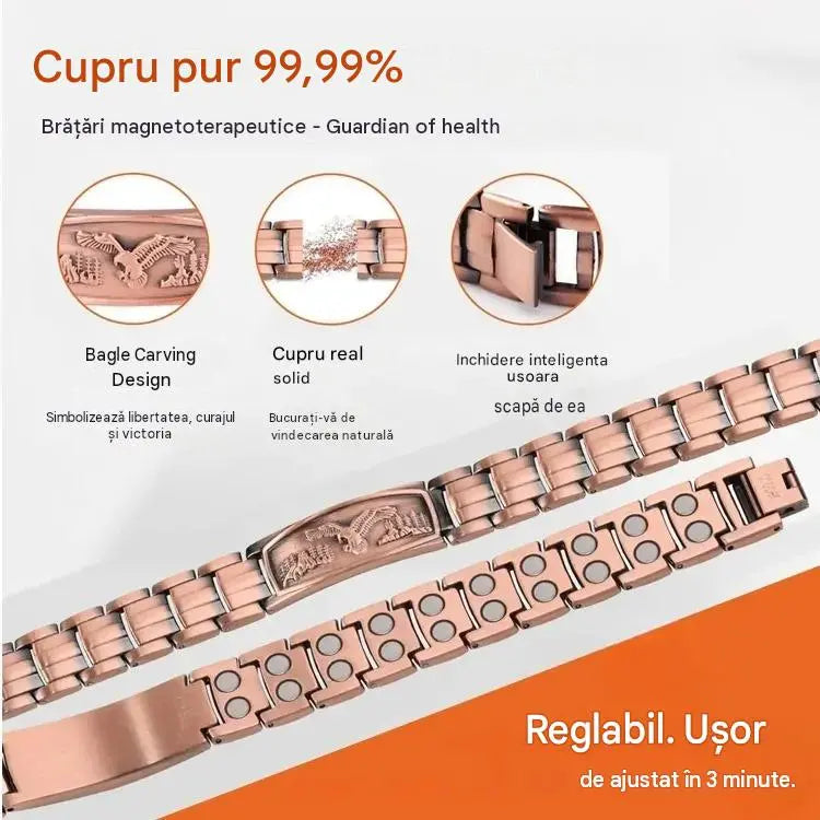 🔥【Brățară + Colier】Brățară magnetică pentru bărbați, cu design de vultur