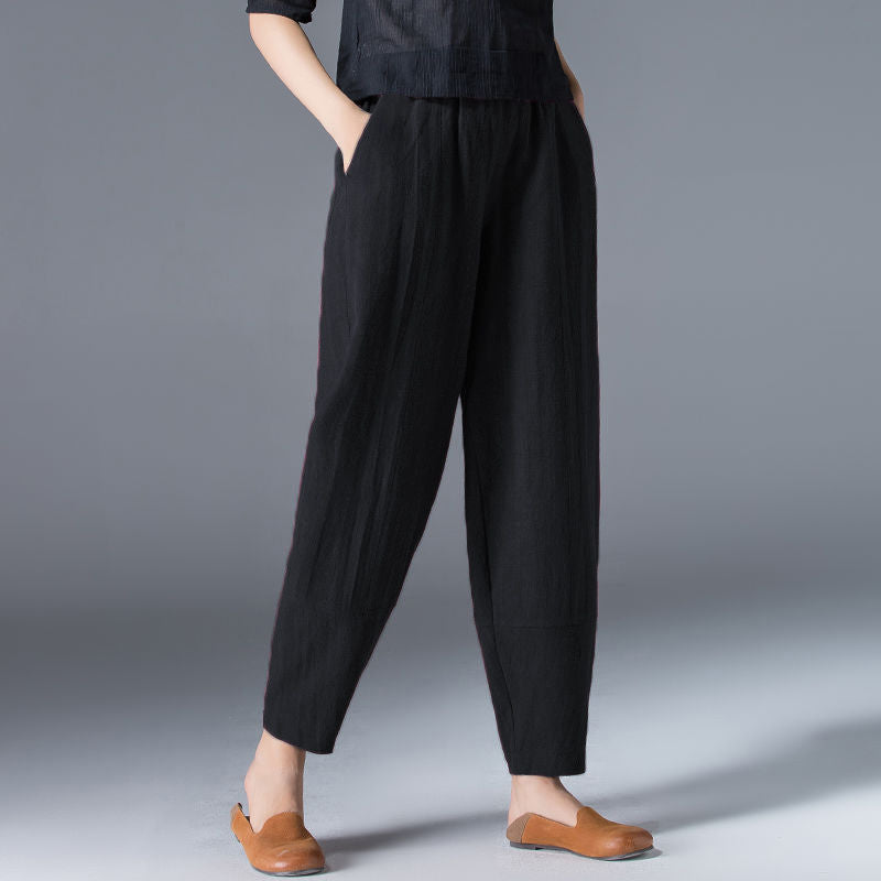 🌿50% reducere🔥【40-120 kg】Pantaloni largi pentru femei din bumbac și in, disponibile în mărimi mari