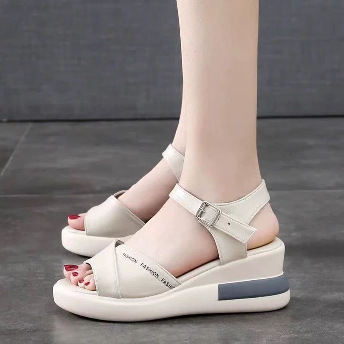 🌺 Rozmiar: 35-40 🥰 Miękkie skórzane sandały, Nowa kolekcja, Platforma z grubym obcasem, Przód rybie usta, Odkryte palce