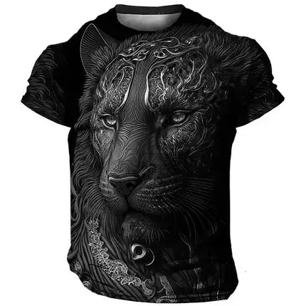 🔥Tricou bărbătesc nou cu mânecă scurtă și imprimeu 3D animal print 2026.