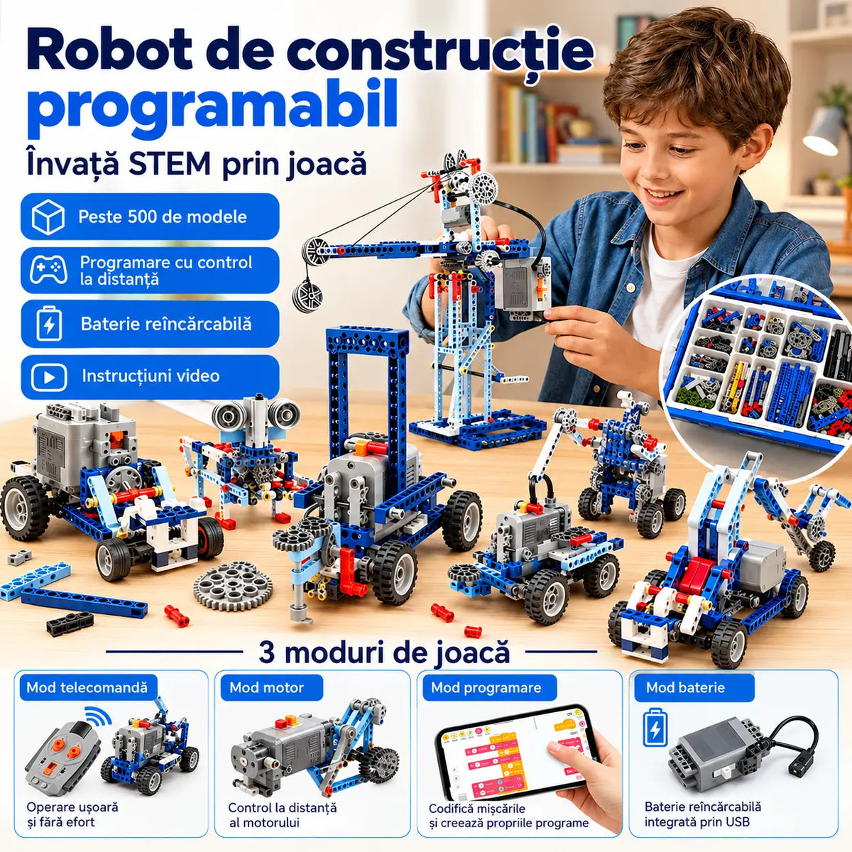 š„ć312 piesećš¤š§© Set de construcČie robot electric pentru copii