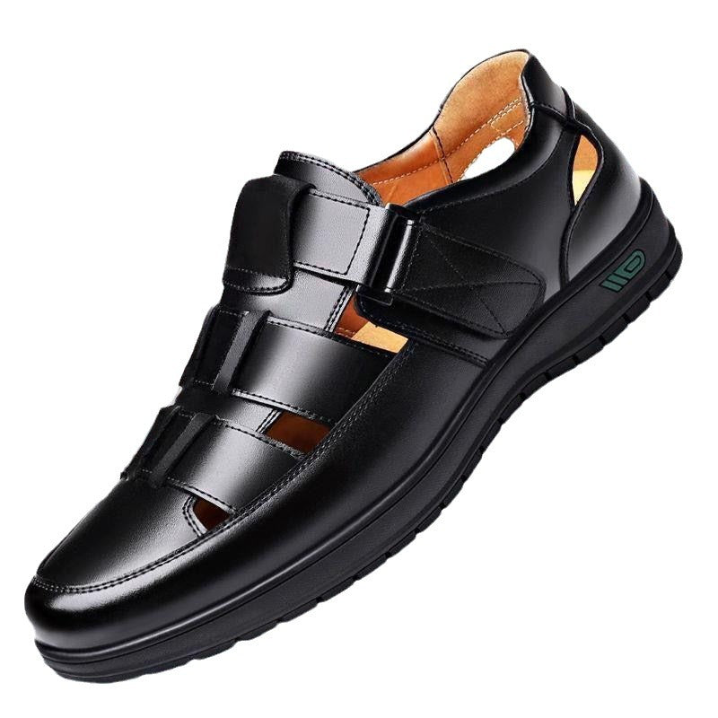 【38-44】2025 Vară Sandale Bărbați Piele de vacă Respirabil Hollow Anti-alunecare Casual