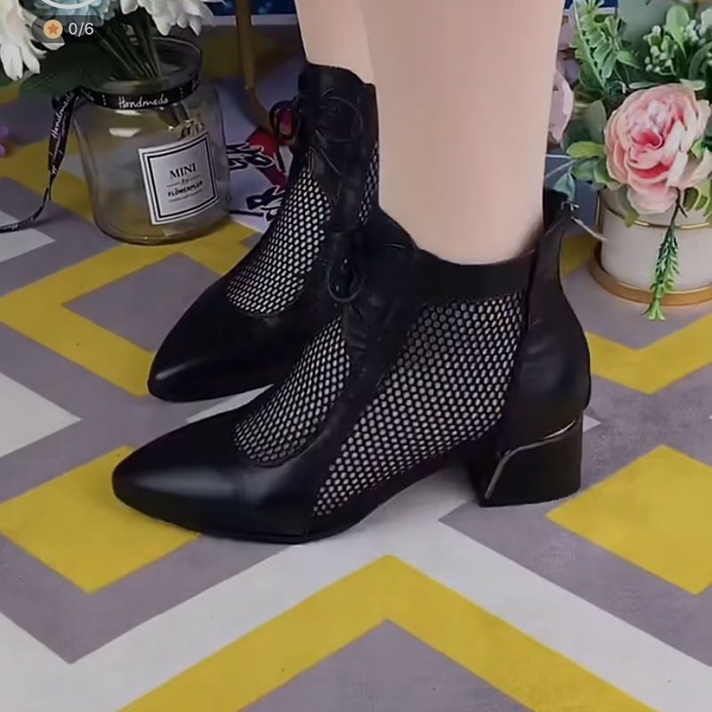 Ograniczona zniżka -50%💥【35-40】Modne damskie buty sznurowane z siateczki na średnim obcasie