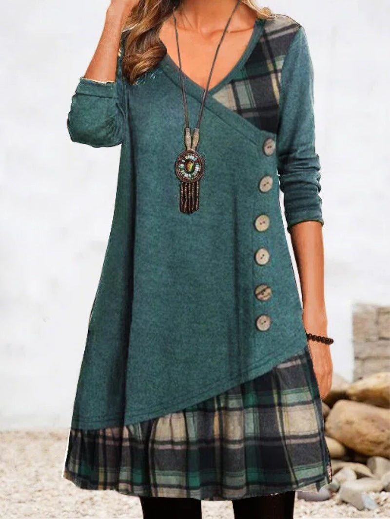 👗【Reducere de 49%🔥】Rochie casual de damă cu mânecă lungă și detalii contrastante