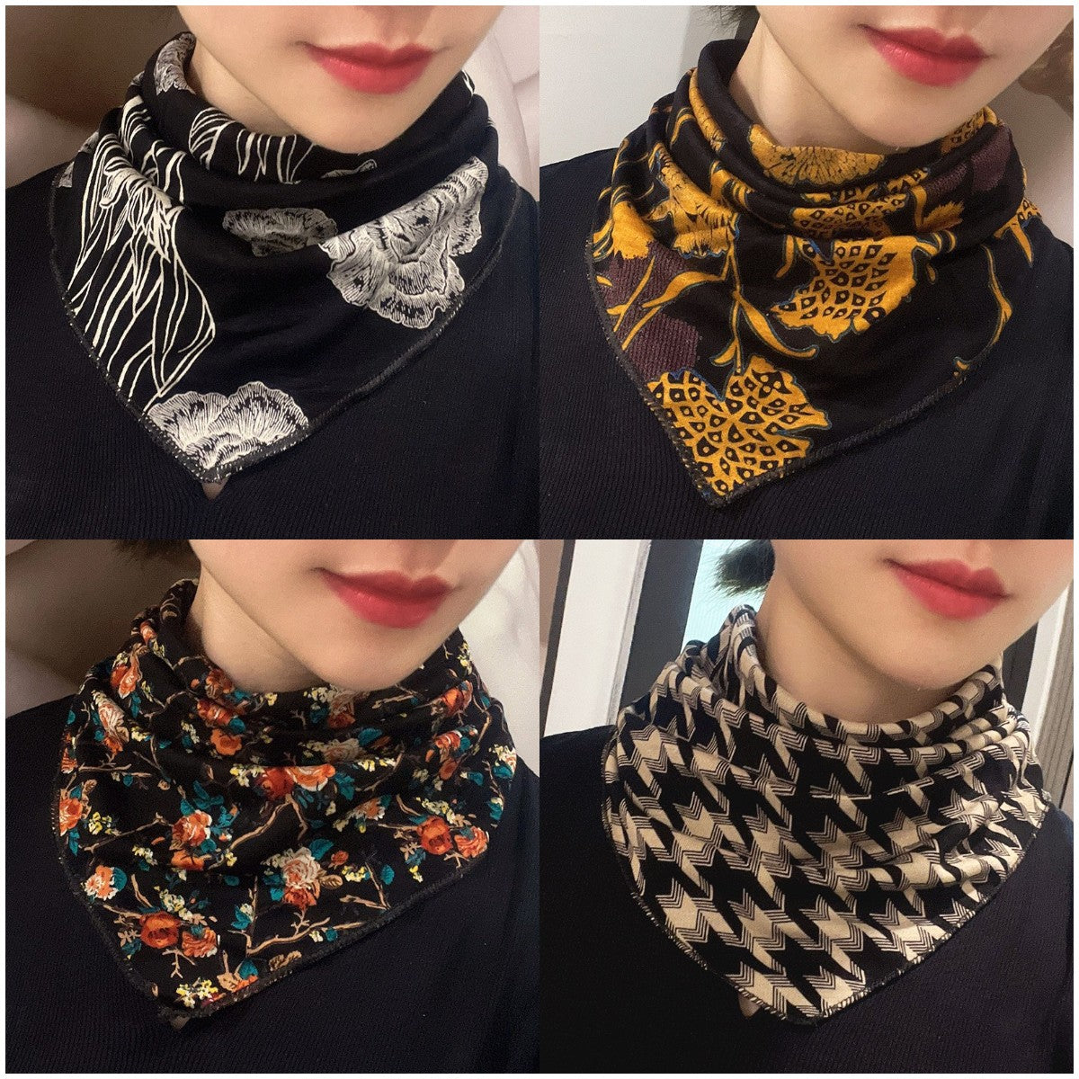 4 bucăți 🍂 Eșarfe triunghiulare pentru femei – căldură și stil pentru această toamnă și iarnă!