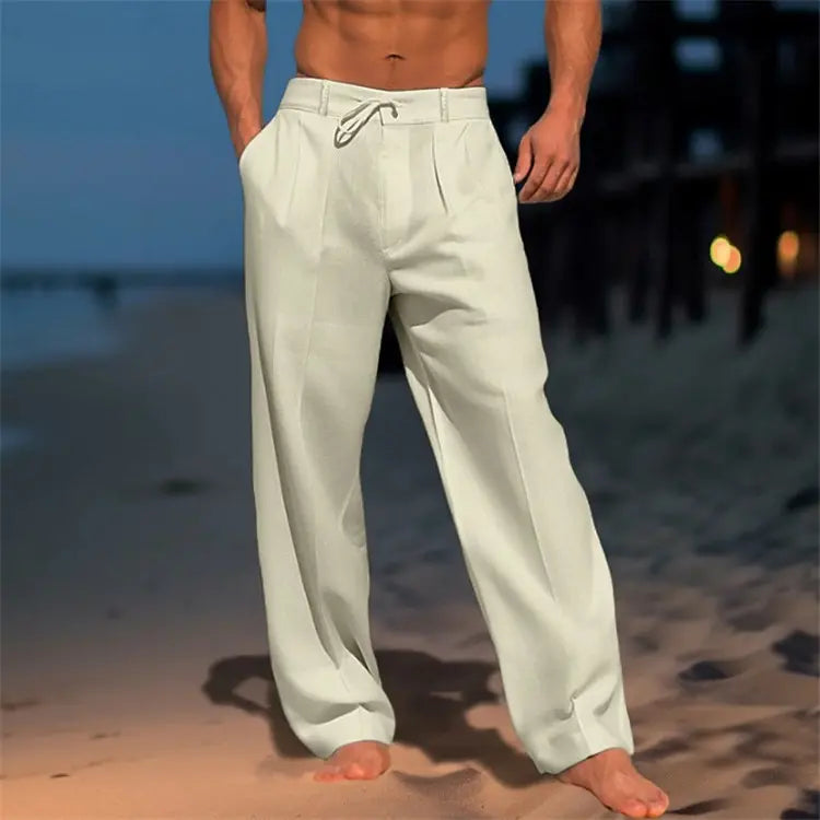 👖 50% reducere🔥 Pantaloni bărbătești din in respirabil, stil vacanță la plajă și la malul mării