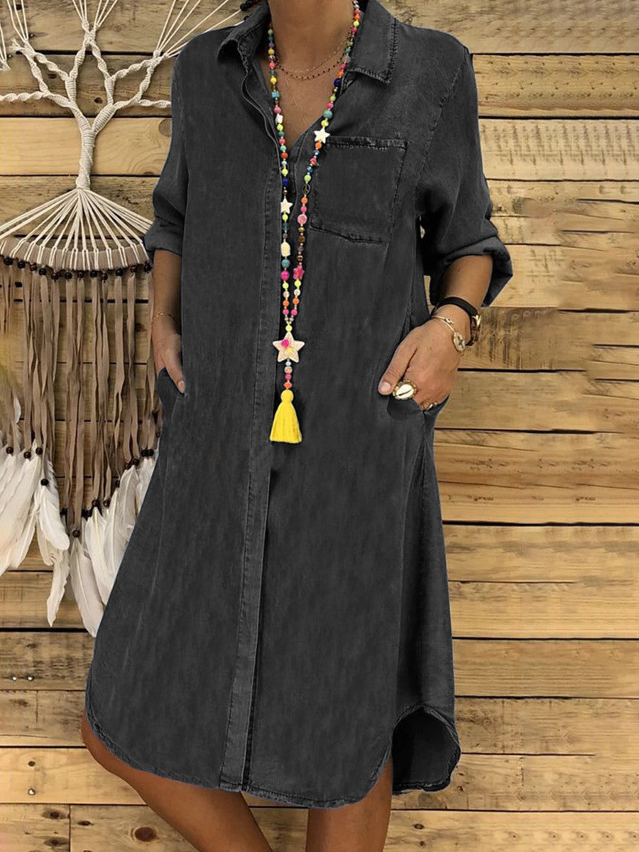 👘50% reducere🔥【40-120 kg】Rochie de damă din denim pentru femei supraponderale 2026, casual, rochie casual
