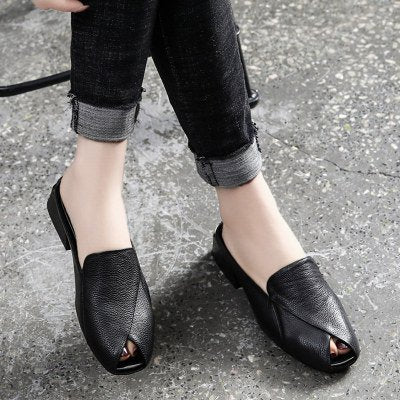 🌟🌟Reducere mare de vară【mărimi 35-40】Pantofi de damă peep-toe, mocasini cu talpă moale și toc gros, model nou 2025