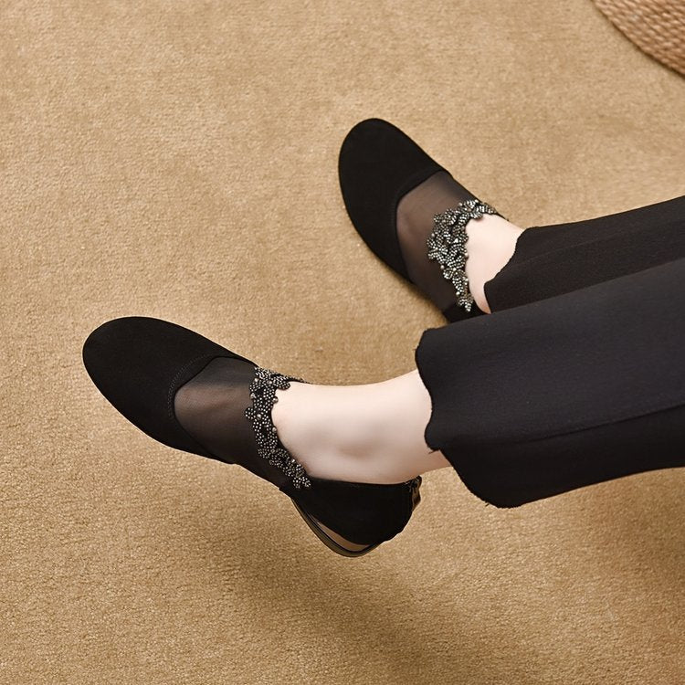 🔥【Ultima zi a promoției de vară】🔥【35-41】🏆✨Pantofi cu toc noi pentru femei, din plasă decupată și talpă moale