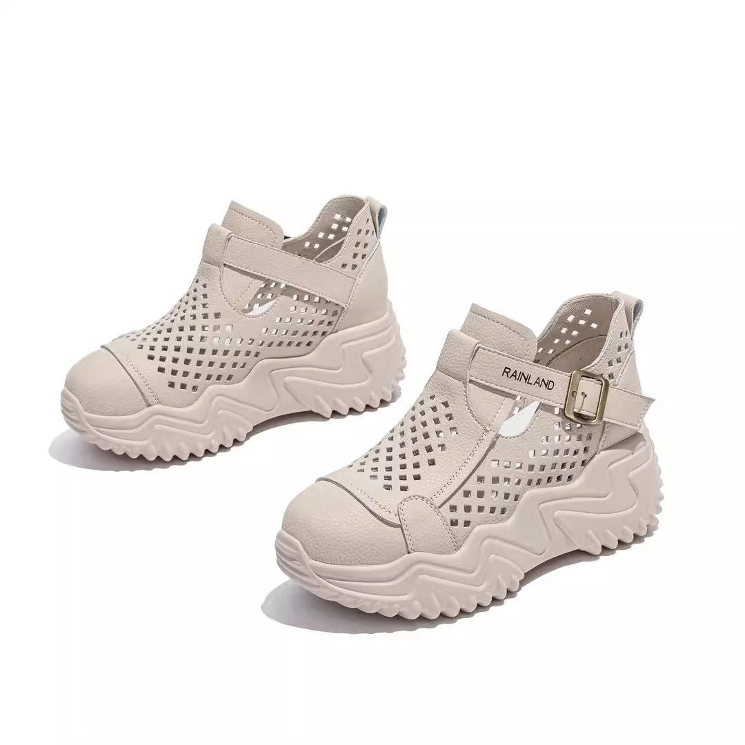 🔥Nový produkt za akční cenu【Velikosti 35-40】Nové ležérní sandály s tlustou podrážkou, prodyšné a s výstřihem