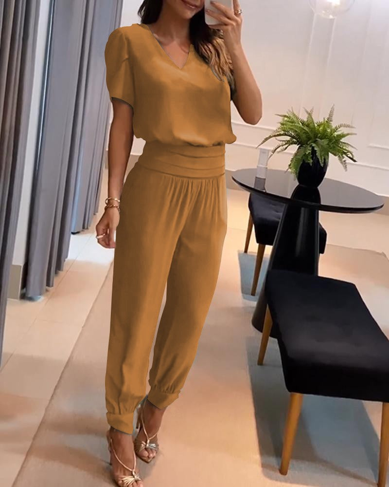 ✨💕【Top + Pantalonii】Costum casual din două piese pentru femei cu imprimeu