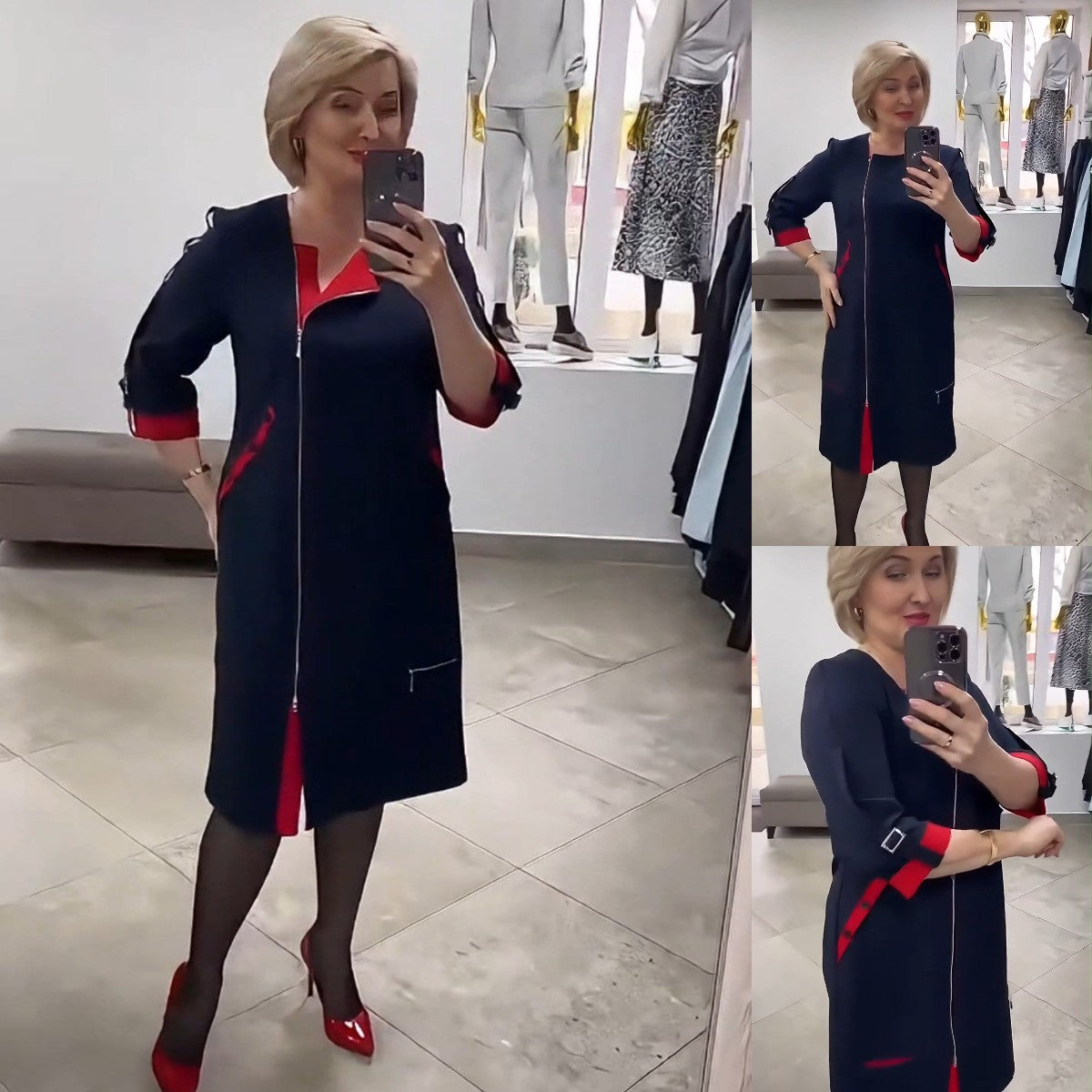 ššćS-5XLćRochie eleganta si stilata cu fermoar 3829459