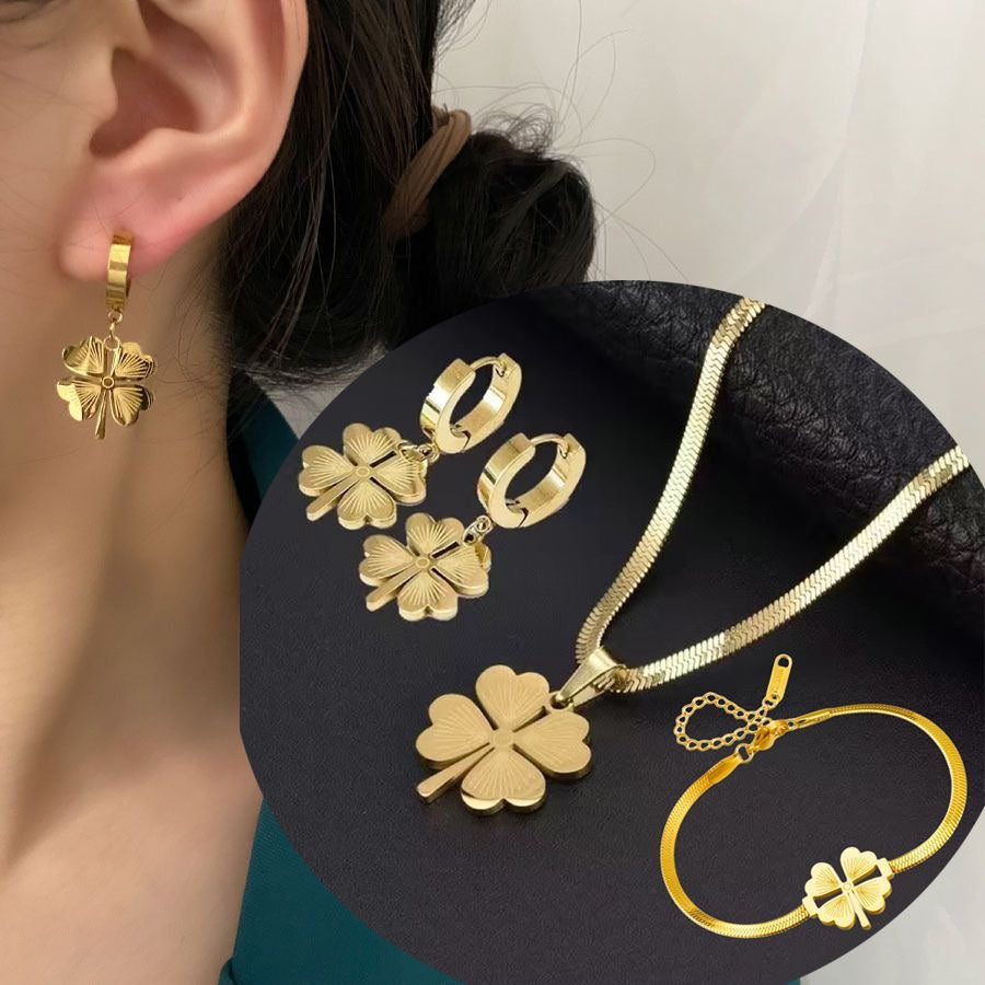 š„š„ćCumpÄraČi 1 Či primiČi 1 gratuitćšLucky trifoi cu patru foi, cataramÄ de ureche din oČel titan, bijuterii de ultimÄ generaČie (cercei + colier + brÄČarÄ) 3903422