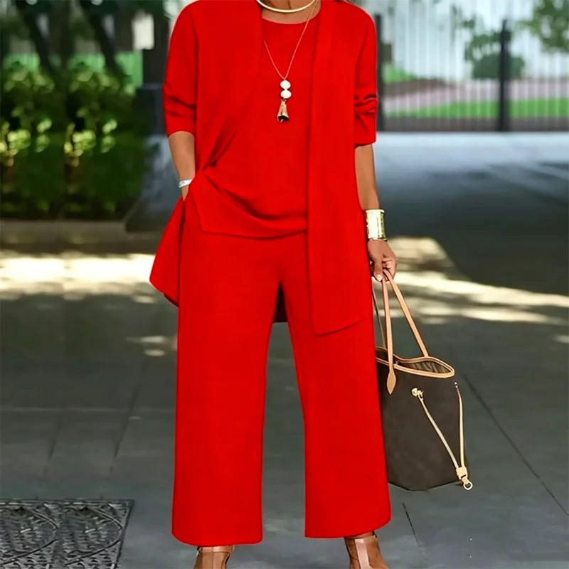 šćS-7XLćSet de varÄ din 3 piese: cardigan lejer, top lejer Či pantaloni eleganČi anti-Čifonare, mÄrimi