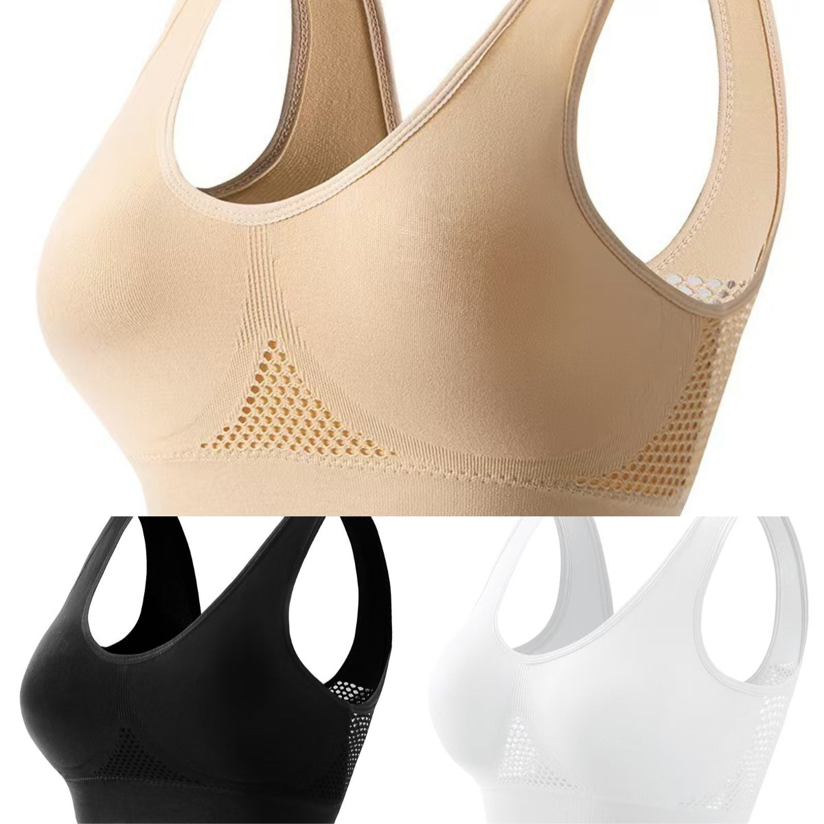 😍🎁【Pachet de 3 bucăți】✨ Sutien fără cusături pentru mărimi mari ❤️ Respirabil și răcoros 【40–120KG】🌬️💃