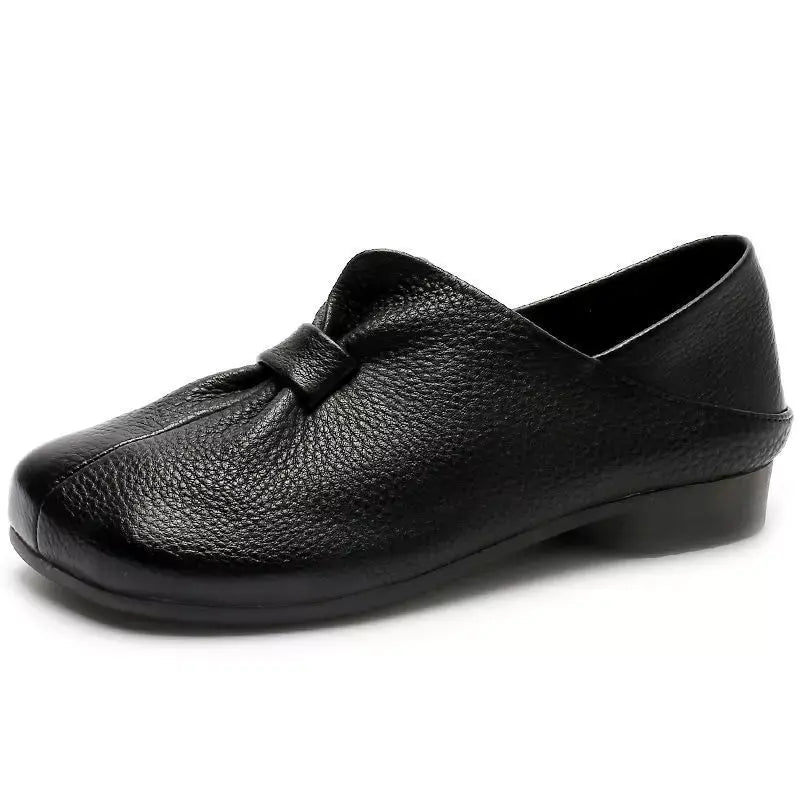 👡【35-42】Pantofi cu talpă moale și fundiță, din piele de vițel de calitate superioară, simpli și eleganți.