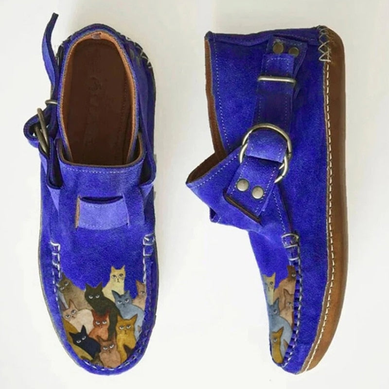 【Ofertă nouă specială🔥】【mărimi 35-43】Cizme Martin la modă, din piele moale✅design cu fermoar✅cizme plate de vară cu inserții moderne