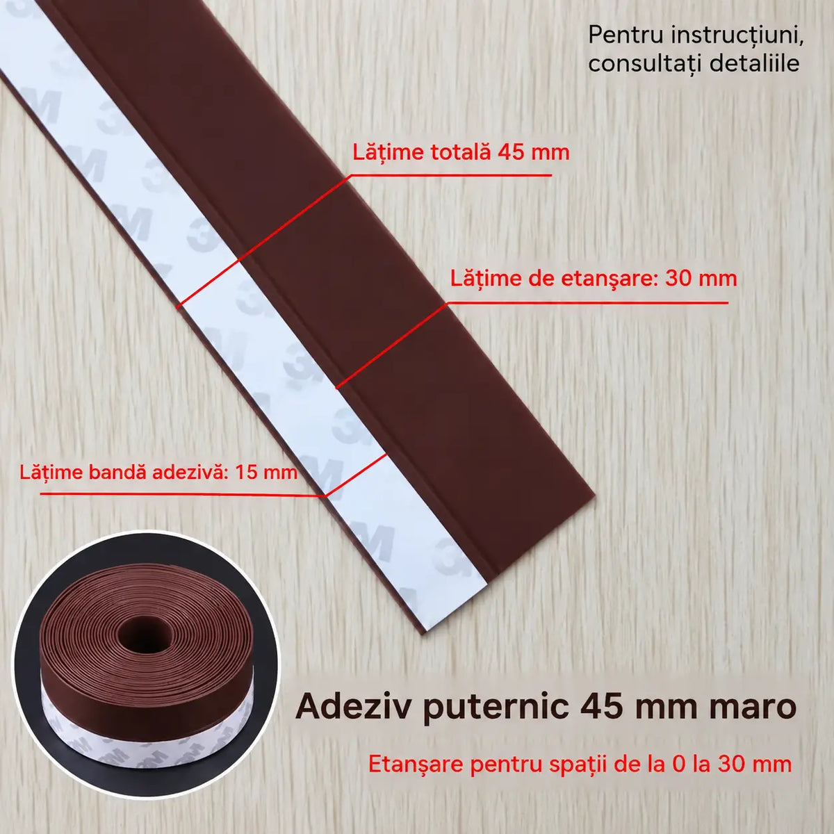 🚪【5M】Bandă de etanșare din PVC pentru uși – protecție împotriva prafului și curentului de aer