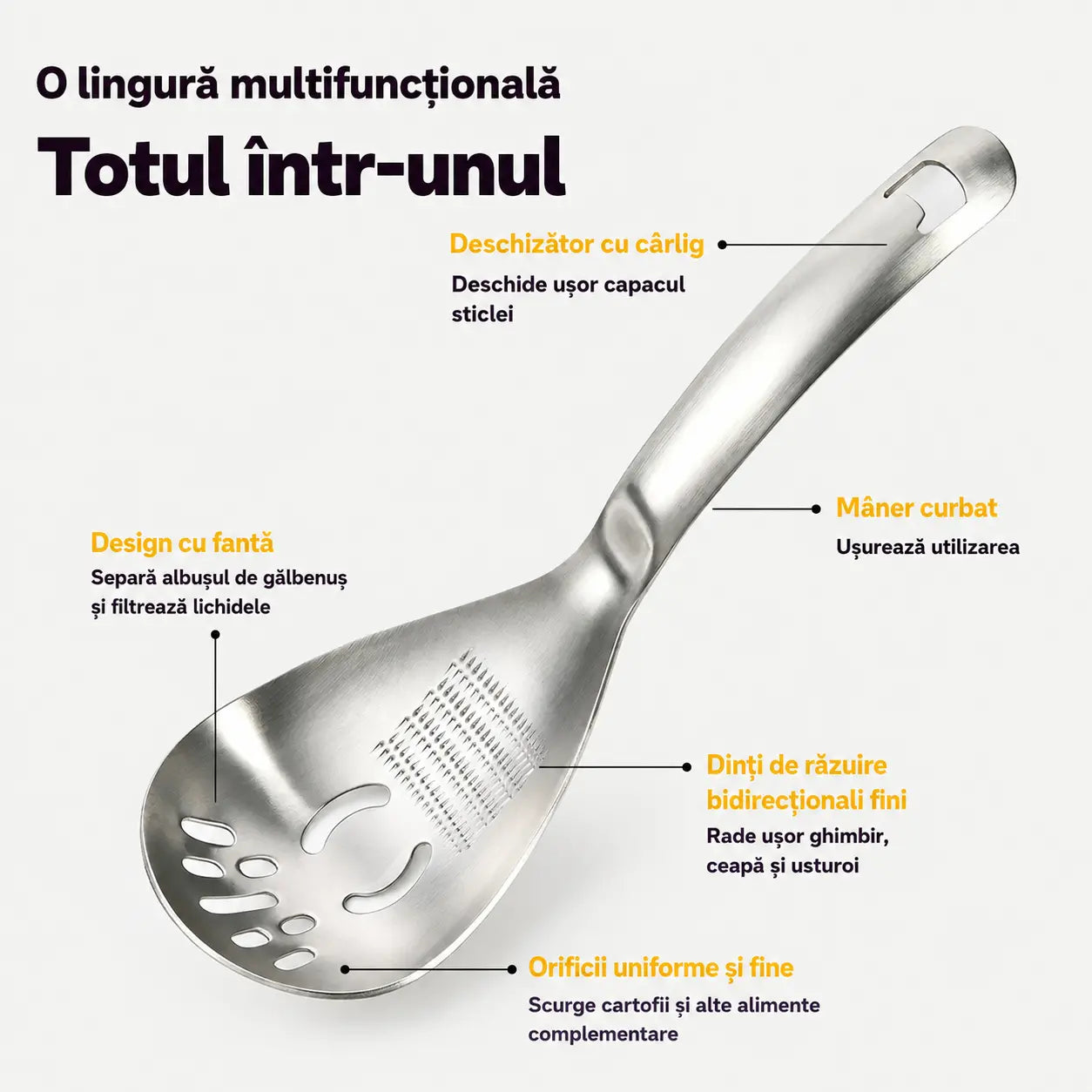 🔥50% reducere🔥🥄Lingură multifuncțională cu strecurătoare din oțel inoxidabil 304