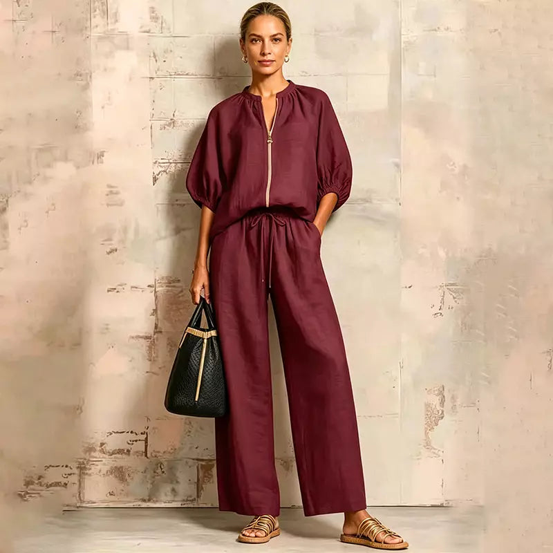 Set Elegant din In și Bumbac – Confort Absolut, Culori Vibrante și Mărimi pentru Orice Siluetă!