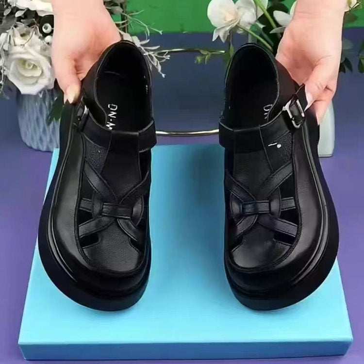 💥【35-40】Sandale goale din piele moale, cu talpă groasă, vara anului 2025