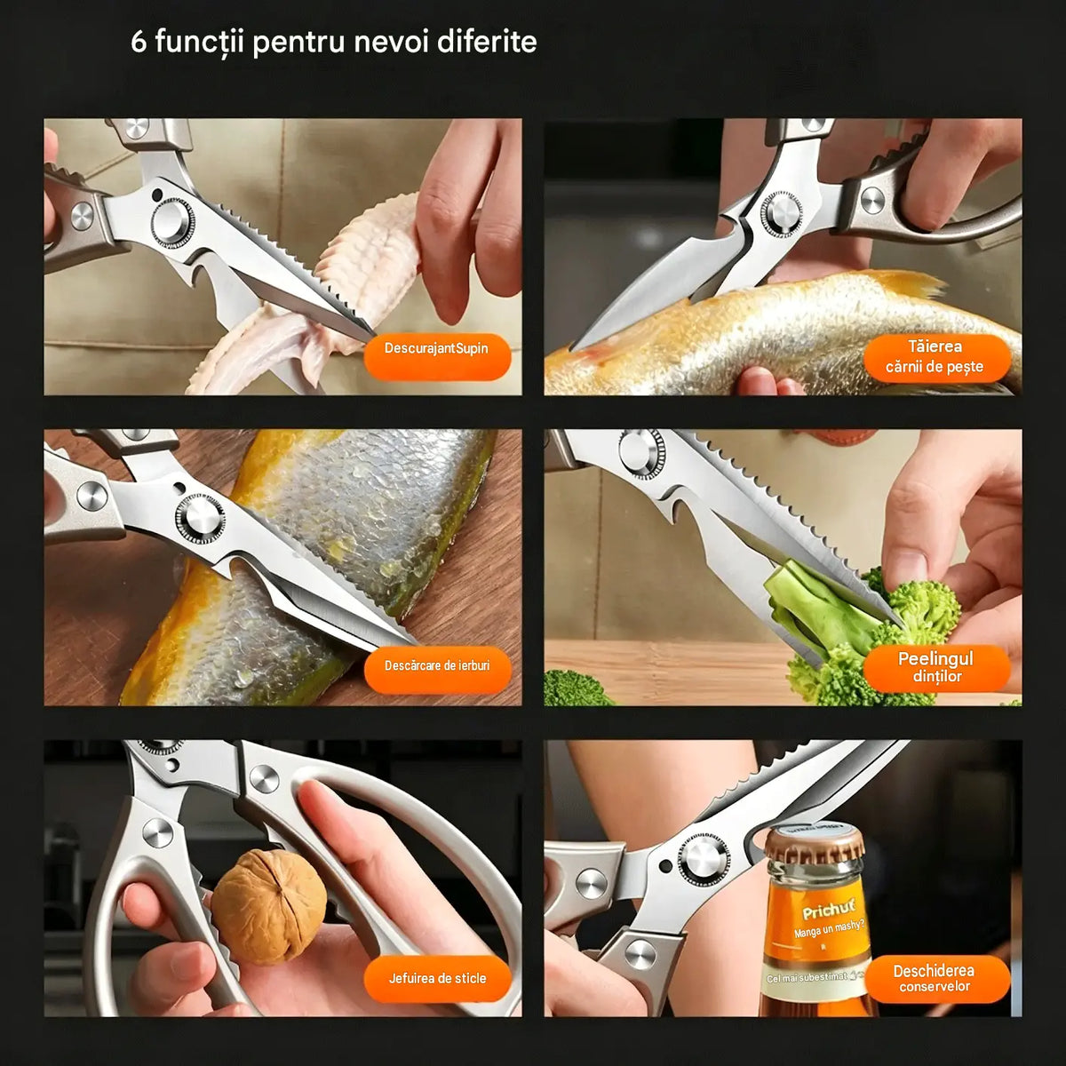 🔥Nouă versiune îmbunătățită🍖 Foarfecă de bucătărie multifuncțională și performantă ✂️👨🍳