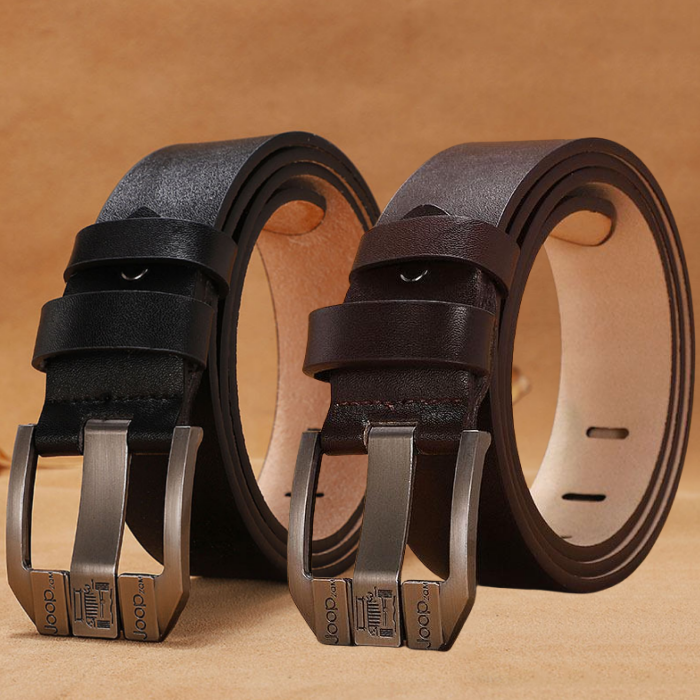 🔥💥 【Cumpără 1 primești 1 gratis】Cureaua retro barbati high-end,Cureaua de blugi cu catarama din piele naturala,Cataramă simplă și la modă, piele de vacă selectată cu un singur strat, puternică și durabilă