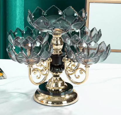 Farfurie cu fructe de uz casnic multistrat din sticlă de cristal europeană-3870415