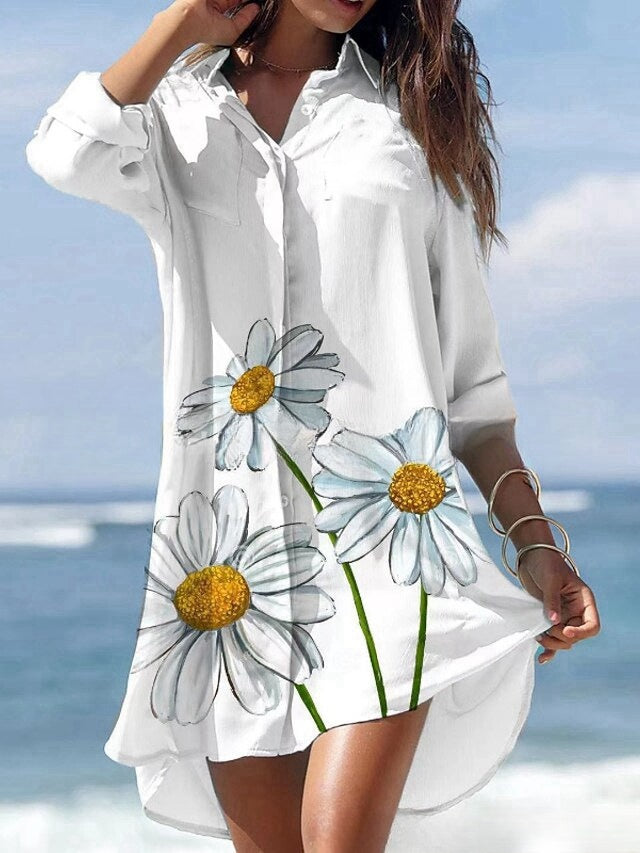 🌼 Rochie-cămașă, mărimi S–8XL – Model floral, colecția 2026