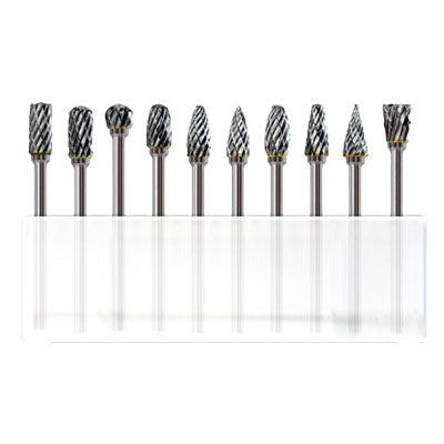 10-Piece Tungsten Steel Rotary Burr Set Woodworking Woodcarving Grinding Polishing Rotary Files Set-3669104