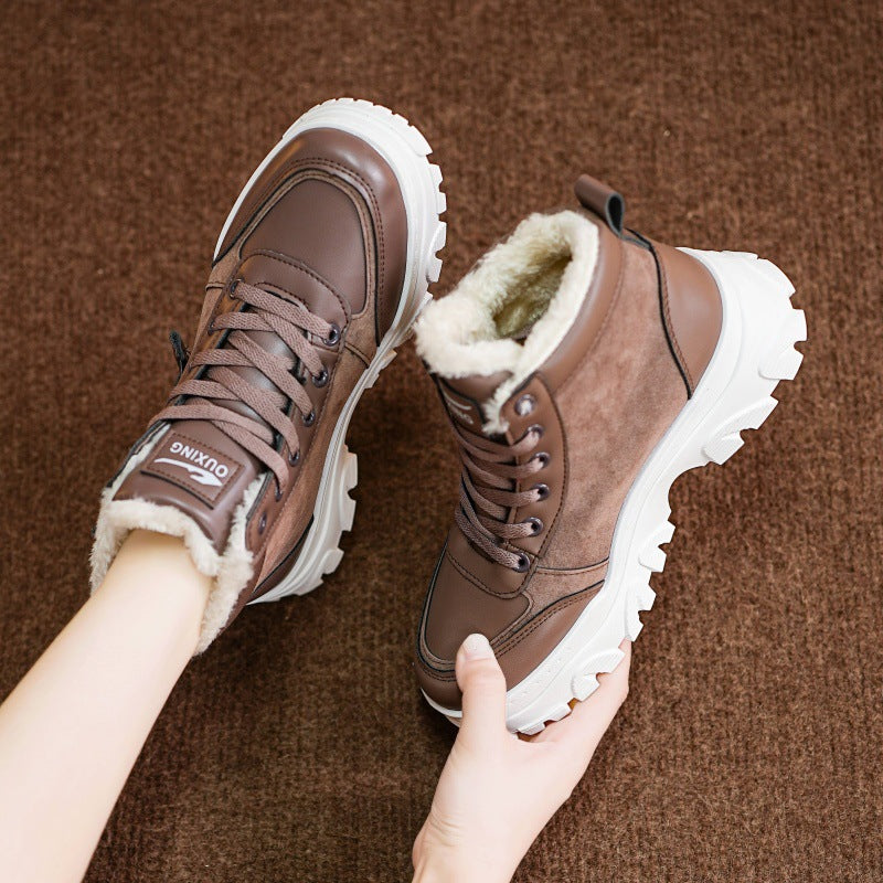 ⛄️👢【35-40】Nowe zimowe buty z grubą podeszwą i aksamitnymi ciepłymi śniegowcami z miękką podeszwą, wodoodporne i antypoślizgowe-3852716