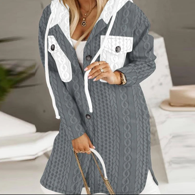 🐏【Połowa ceny na koniec miesiąca】Damska kurtka z kapturem, z polarisem, w większych rozmiarach dostępna