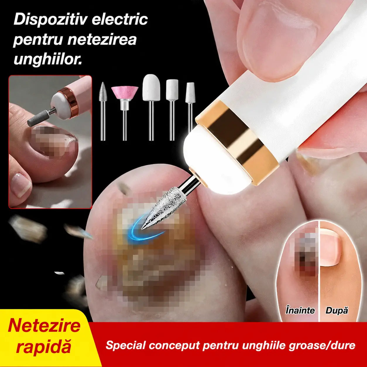 🦶🦶 Pilă electrică pentru unghii afectate de ciupercă, o pilă electrică mică pentru unghii