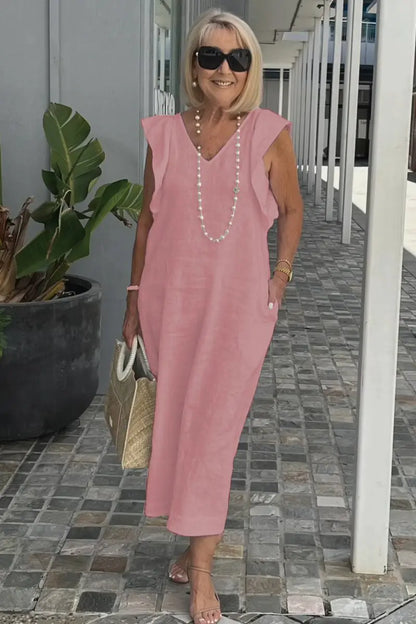 🌟👗Fustă nouă de vară pentru femei, cu mânecă zburătoare, din bumbac și in