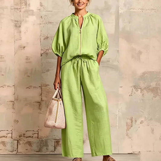 Set Elegant din In și Bumbac – Confort Absolut, Culori Vibrante și Mărimi pentru Orice Siluetă!