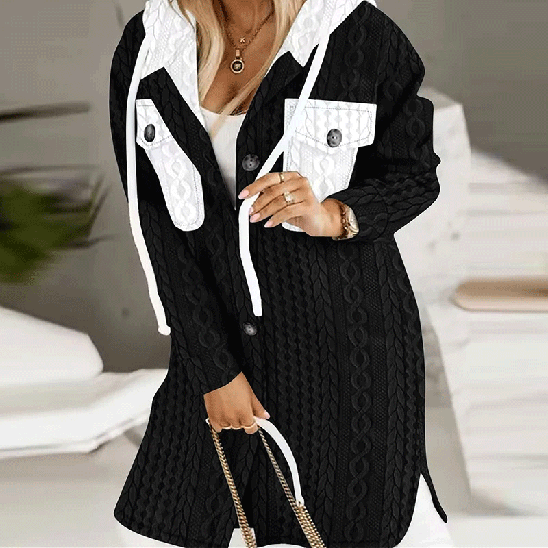 🐏【Połowa ceny na koniec miesiąca】Damska kurtka z kapturem, z polarisem, w większych rozmiarach dostępna