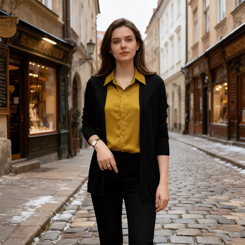 【Jesień/Zima 50% OFF】【L-5XL】2025 Nowa jesienna fałszywa koszula dwuczęściowa, elegancki styl