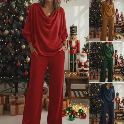 【S-3XL】Set elegant din două piese: top din catifea + pantaloni casual