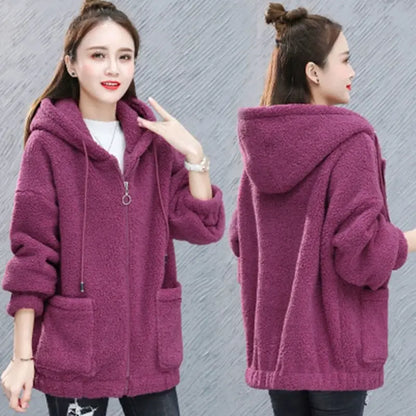 🔥✨【M-4XL】Palton de damă din lână și fleece, cu glugă – modă nouă pentru iarna 2026