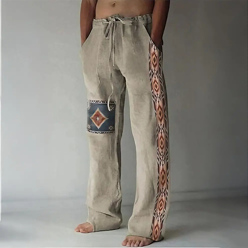 🔥👖【S-6XL】Pantaloni bărbătești cu croi larg din bumbac și in, mărimi mari, în stil boem casual