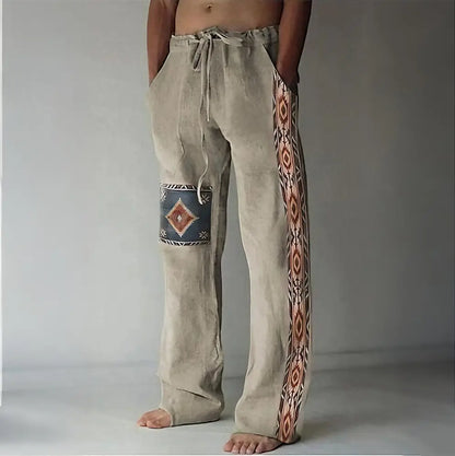 🔥👖【S-6XL】Pantaloni bărbătești cu croi larg din bumbac și in, mărimi mari, în stil boem casual