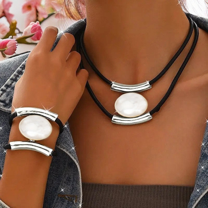 ✨🔥【Kup 1, otrzymaj 1】Zestaw naszyjnika i bransoletki w stylu boho z kamieniami 